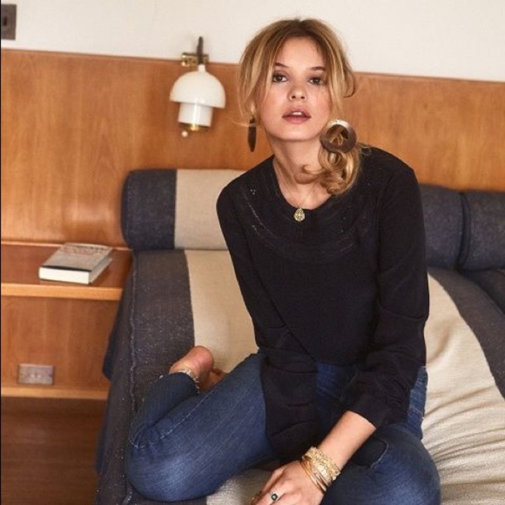 SEZANE Tatiana Black Silk Blouse